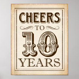  partijCHEERS TOT 10 JAAR Ondertekening afdrukken Poster
