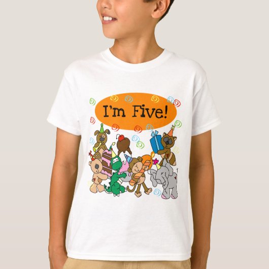 Partijdieren 5e verjaardag overhemden en cadeaus t-shirt (Voorkant)