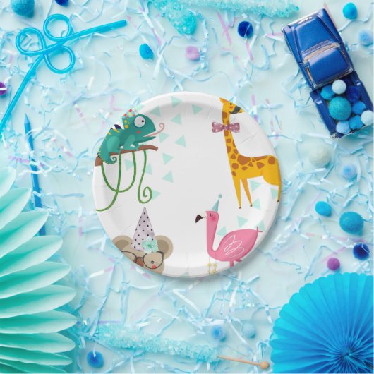 partijdieren, kinderen van Birthday, dierenpartij  Papieren Bordje (Feest)