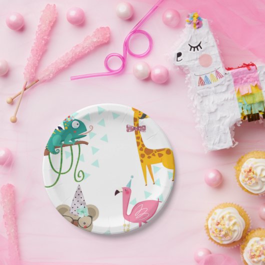 partijdieren, kinderen van Birthday, dierenpartij  Papieren Bordje (Feest)