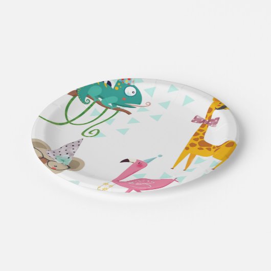 partijdieren, kinderen van Birthday, dierenpartij  Papieren Bordje (Gekanteld)