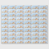 Partijdieren op Train Kind Oerwoud Happy Birthday Cadeaupapier (Vlak)