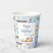 Partijdieren op Train Kind Oerwoud Happy Birthday Papieren Bekers (Achterkant)