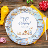 Partijdieren op Train Kind Oerwoud Happy Birthday Papieren Bordje