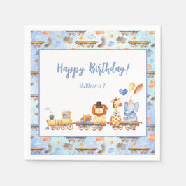 Partijdieren op Train Kind Oerwoud Happy Birthday Servet