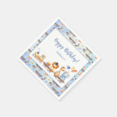 Partijdieren op Train Kind Oerwoud Happy Birthday Servet (Hoek)