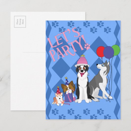 partijdieren uitnodiging briefkaart (Voorkant / Achterkant)