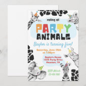 partijdierenuitnodiging | Safari Dieren Kaart (Voorkant / Achterkant)