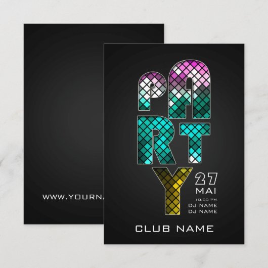 PARTIJFLYERINVITATIE KAART (Voorkant / Achterkant)