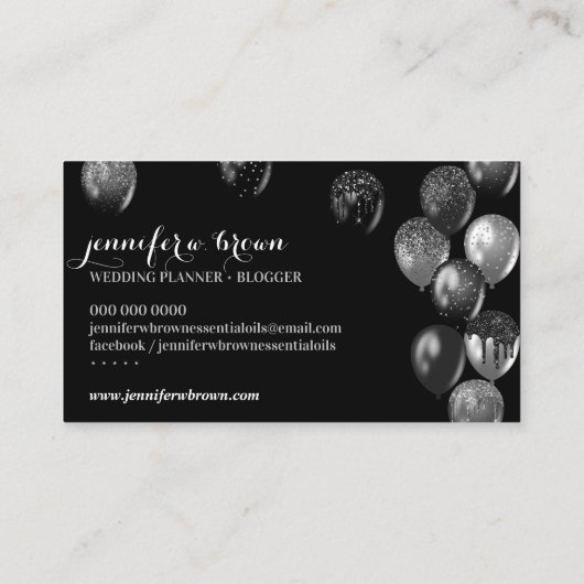 Partijgebeurtenisplanner Silver Bling-ballonnen Visitekaartje (Achterkant)