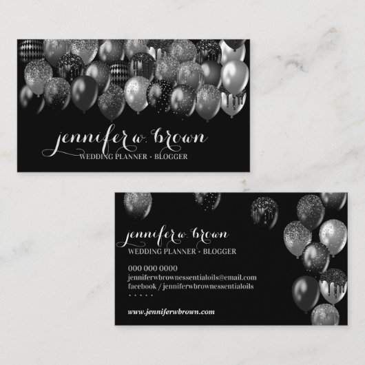 Partijgebeurtenisplanner Silver Bling-ballonnen Visitekaartje (Voorkant / Achterkant)