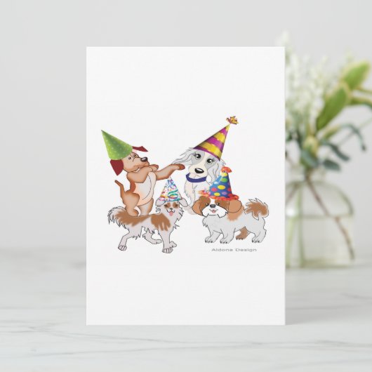 Partijhuisdieren Feestdagenkaart (Staand voorkant)