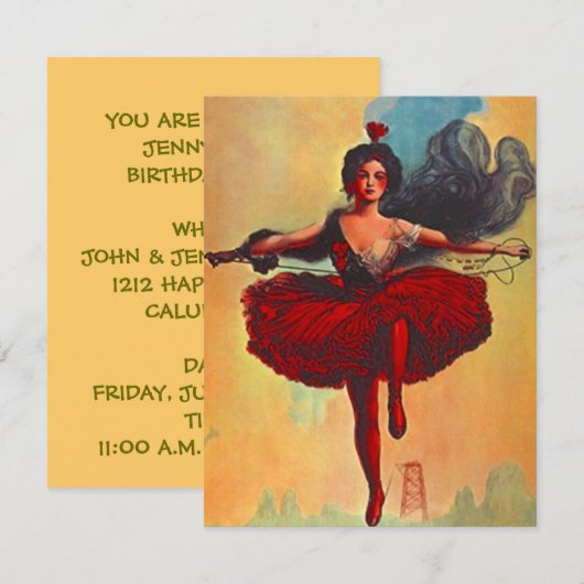 PARTIJINVITATIE CIRCUS TIGHTROPE ~ EZ2 CUSTOMIZE! KAART (Voorkant / Achterkant)