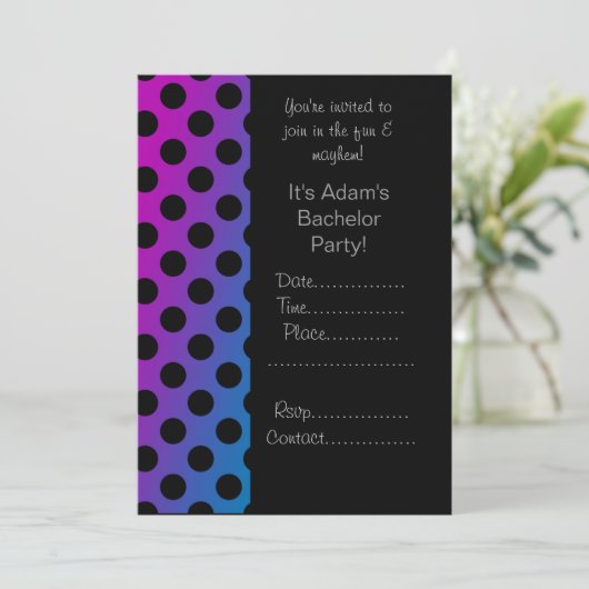 PARTIJINVITATIE MODERN BACHELOR KAART (Staand voorkant)