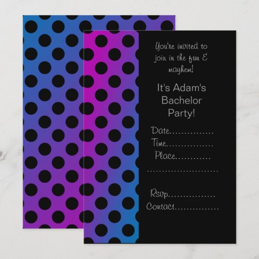 PARTIJINVITATIE MODERN BACHELOR KAART (Voorkant / Achterkant)