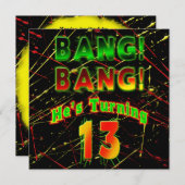 PARTIJINVITATIE PAINTBALL SPLASH BIRTHDAY KAART (Voorkant / Achterkant)