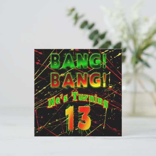 PARTIJINVITATIE PAINTBALL SPLASH BIRTHDAY KAART (Staand voorkant)