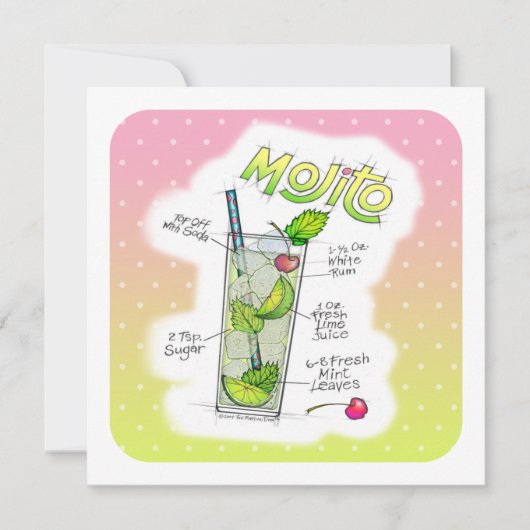 PARTIJINVITATIES - MOJITO RECIPE COCKTAIL ART KAART (Voorkant)