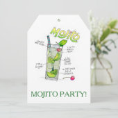 PARTIJINVITATIES - MOJITO RECIPE COCKTAIL ART KAART (Staand voorkant)