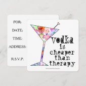 PARTIJINVITATIES, VODKA IS KAPER DAN THERAPIE KAART (Voorkant / Achterkant)