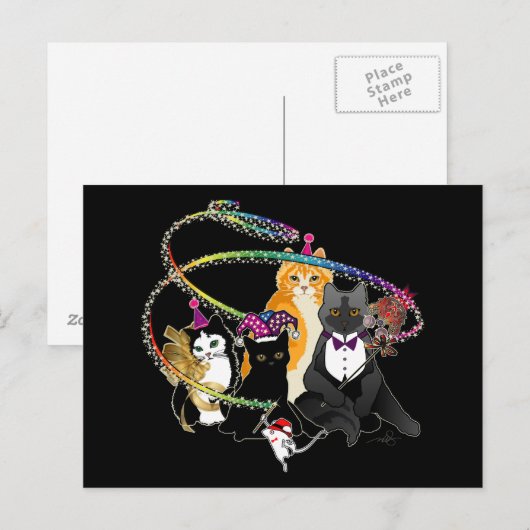Partijkatten Uitnodiging Briefkaart (Voorkant / Achterkant)