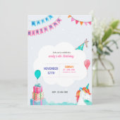 partijroze uitnodiging voor afspeeldag (Staand voorkant)