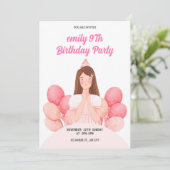 partijroze uitnodiging voor geboorte (Staand voorkant)