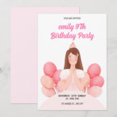 partijroze uitnodiging voor geboorte (Voorkant / Achterkant)