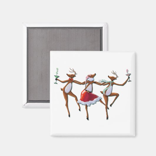 PARTIJTIJD DANCING REINDEER by SHARON SHARPE Magneet (Voorkant / Achterkant)