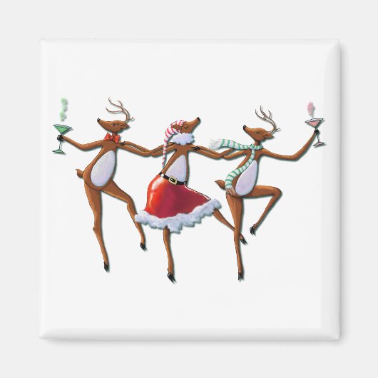 PARTIJTIJD DANCING REINDEER by SHARON SHARPE Magneet (Voorkant)