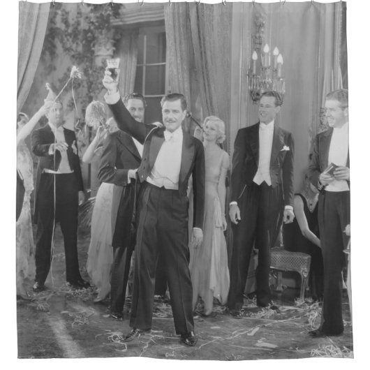 PARTIJTIMEparty, , retro, vier, drink, Douchegordijn (Voorkant)