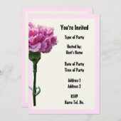 partijuitnodiging - anjerontwerp kaart (Voorkant / Achterkant)