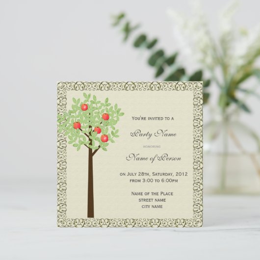 partijuitnodiging, appelboom kaart (Staand voorkant)