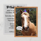 partijuitnodiging - "Bess the Party Horse" Kaart (Voorkant / Achterkant)