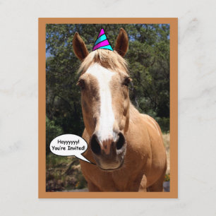 partijuitnodiging - "Bess the Party Horse" Kaart