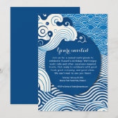 partijuitnodiging geïnspireerd door Japanse blauwe Kaart (Voorkant / Achterkant)