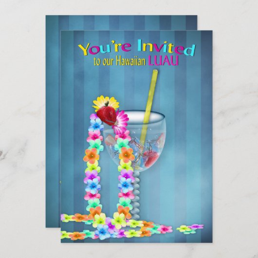partijuitnodiging - Hawaiian Luau - Beverage/Drink Kaart (Voorkant / Achterkant)