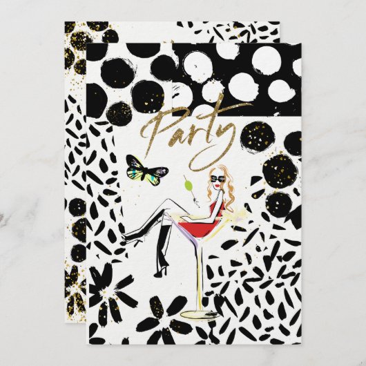 partijuitnodiging kaart (Voorkant / Achterkant)