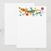 partijuitnodiging met kleurrijk gekko-ontwerp kaart (Voorkant / Achterkant)