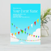 partijuitnodiging met Pennants Kaart (Staand voorkant)