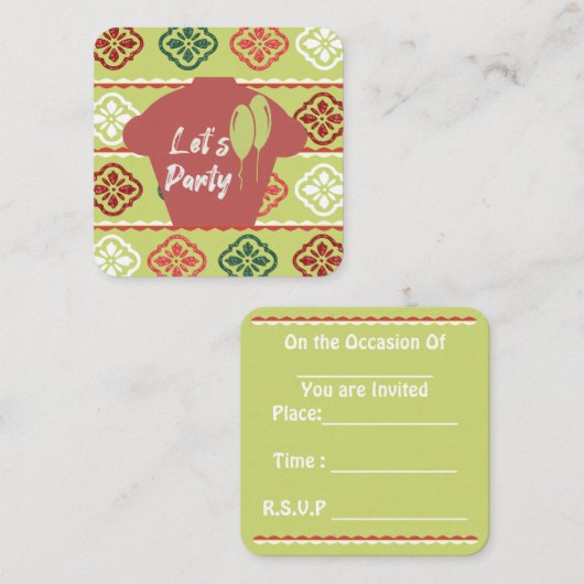 partijuitnodiging notitiekaartje (Voorkant / Achterkant)