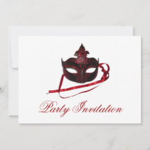 partijuitnodiging - rood masker "Masquerade"