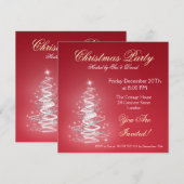 Partijuitnodiging rood met kerstboom kaart (Voorkant / Achterkant)