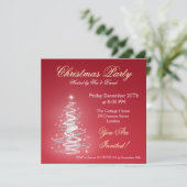Partijuitnodiging rood met kerstboom kaart (Staand voorkant)