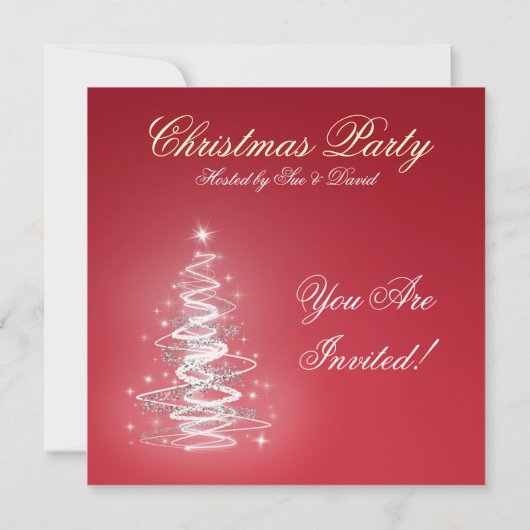 Partijuitnodiging rood met kerstboom kaart (Achterkant)