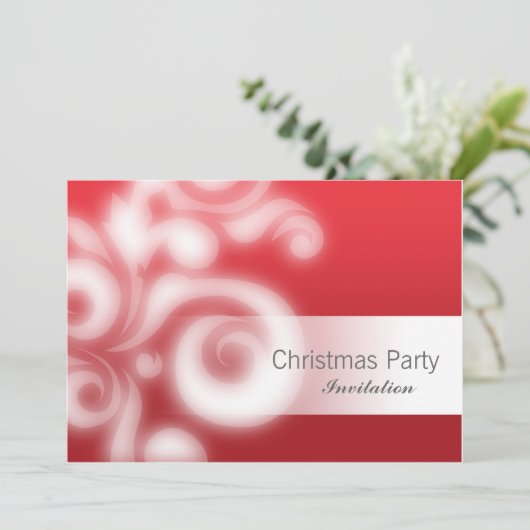 Partijuitnodiging rood met tekst kaart (Staand voorkant)