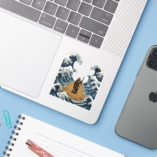 Parting the Sea Sticker (Laptop met iPhone)