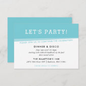 PARTITY CELEBRATION eenvoudige moderne turkooizen  Kaart (Voorkant / Achterkant)