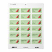 Partje watermeloen op groen met aangepaste tekst etiket (Full Sheet)