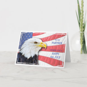 Partner, 4 juli met een kale adelaar en vlag kaart